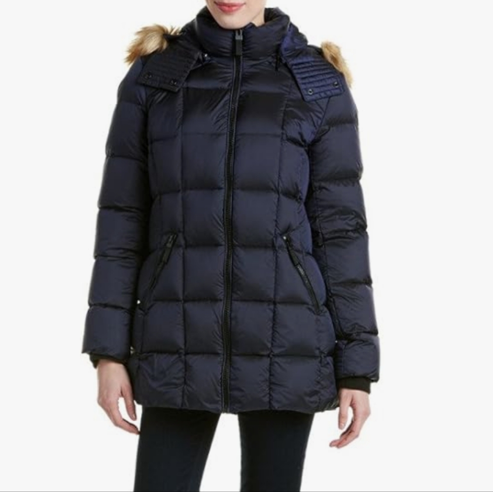 Marc New York Women's Maddy Quilted Puffer Jacket with Removable Faux Fur Hood